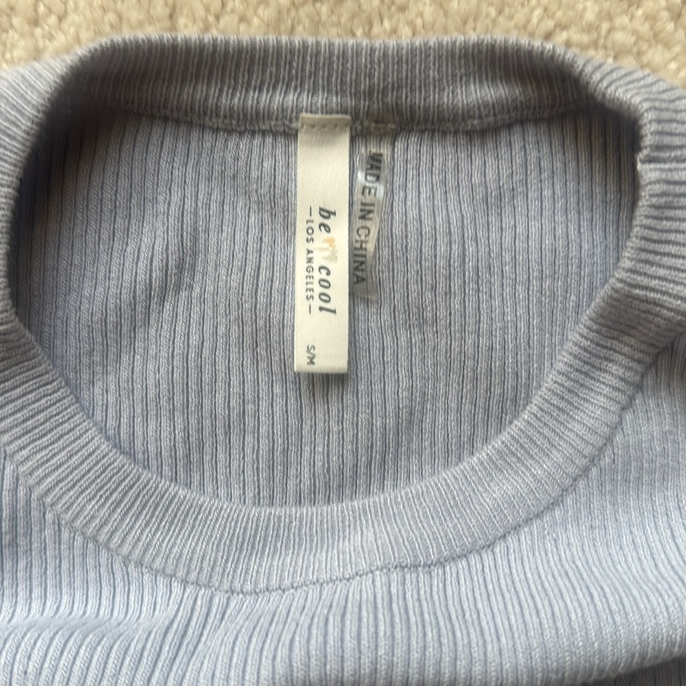 Be Cool Light Blue Ribbed Top - Picture 2 of 3
